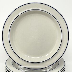 Arabia Finland Saimaa White Blue Rim Vintage Stoneware Salad Side Plate 7.5”